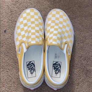 ✨Yellow Checkerboard Slip-On Vans